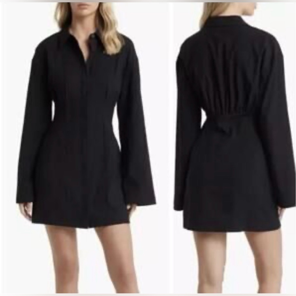 Reformation Rana Mini Shirt Dress with Tie-Back Detail size 10